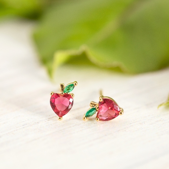 Dainty Apple Studs (S925) - Only 2 left! - Picture 3 of 10